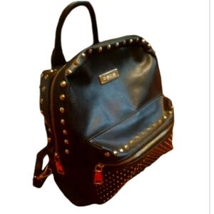 Bebe Black & Gold Stud Backpack Purse
